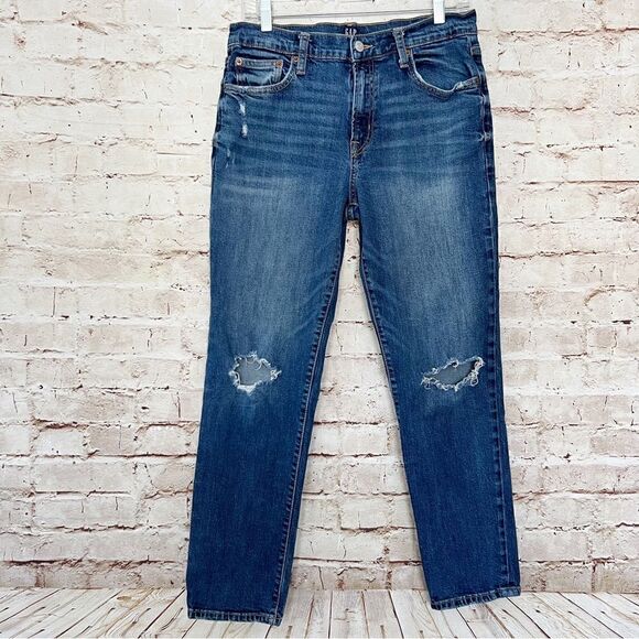 Gap denim girlfriend distressed jeans - Picture 1 of 7